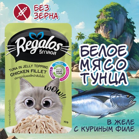REGALOS 70 гр пауч для кошек тунец с куриным филе в желе