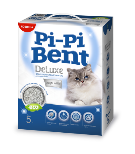 Pi-Pi Bent DeLuxe Magic white 5 л комкующийся наполнитель для кошачьих туалетов