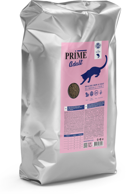 PRIME Adult Healthy Skin & Coat 15 кг сухой корм для кошек лосось