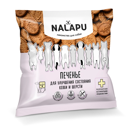 NALAPU 115 г печенье для собак для улучшения состояния кожи и шерсти