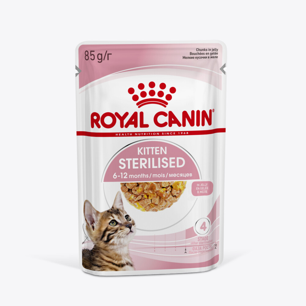 ROYAL CANIN KITTEN STERILISED 85 г пауч желе влажный корм для кастрированных и стерилизованных котят от 6 до 12 месяцев