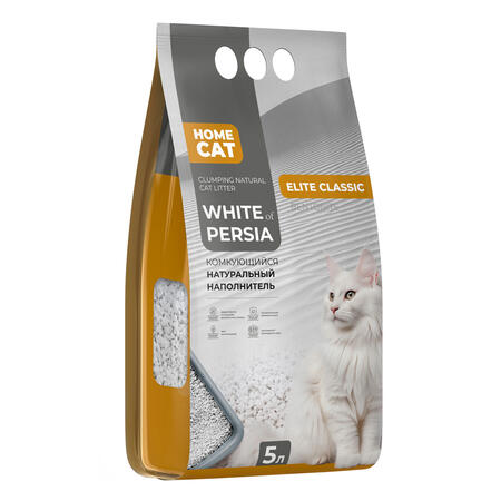 HOMECAT WHITE OF PERSIA ELITE CLASSIC 5 л комкующийся натуральный наполнитель для кошачьих туалетов