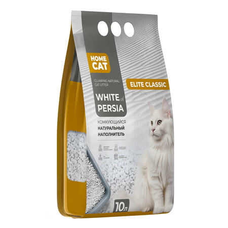 HOMECAT WHITE OF PERSIA ELITE CLASSIC 10 л комкующийся натуральный наполнитель для кошачьих туалетов