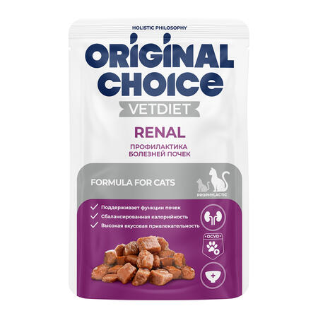 ORIGINAL CHOICE VETDIET Renal 85 г пауч диетическое полнорационное питание для взрослых кошек профилактика болезней почек 1х14