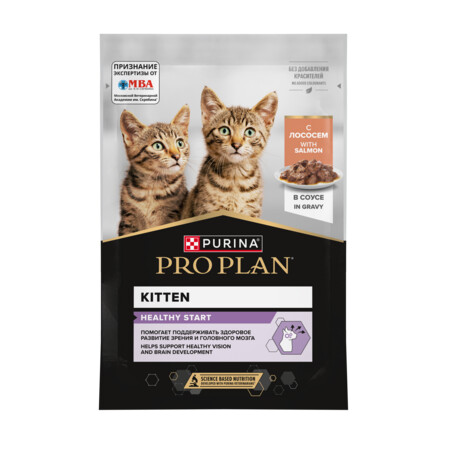 PRO PLAN® HEALTHY START® 85 г влажный корм для котят, беременных и кормящих кошек, кусочки с лососем в соусе