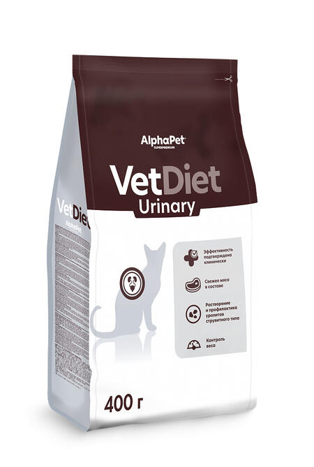 ALPHAPET VET DIET URINARY 400 гр сухой корм для взрослых кошек при заболеваниях нижних отделов мочевыводящих путей