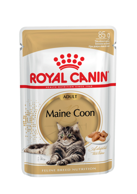 ROYAL CANIN MAINE COON ADULT 85 г пауч влажный корм кусочки в соусе для кошек породы Мейн-кун старше 15 месяцев 1х28