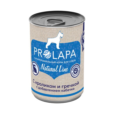 Prolapa Natural Line 400 г консервы для собак с кроликом, гречкой и кабачком 1х6