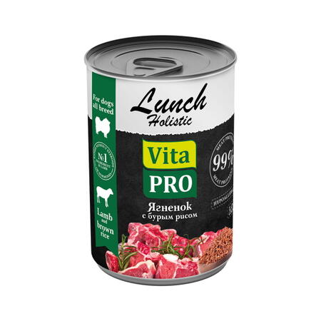 VITA PRO LUNCH 400 г консервы для собак ягненок с бурым рисом 1х6