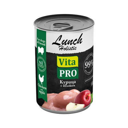 VITA PRO LUNCH 12 шт по 400 г влажный корм для собак курица с яблоком