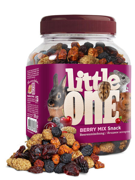 LITTLE ONE 6 шт по 180 г банка лакомство для грызунов ягодное ассорти со вкусом клюквы, рябины, вишни, тутовника и черноплодной рябины