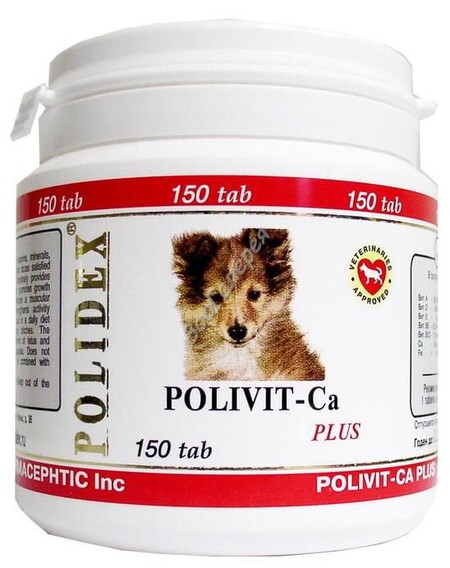 POLIDEX Поливит-Кальций плюс 150 табл. - предназначен для щенков, беременных и кормящих сук