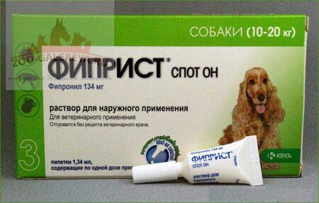 КРКА ФИПРИСТ СПОТ ОН 134 мг 10-20 кг капли для собак от блох и клещей