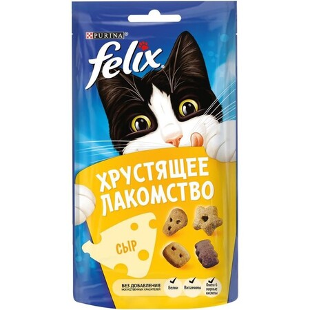 Felix Хрустящее Лакомство 60 г для взрослых кошек, с сыром 1х8