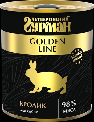 ЧЕТВЕРОНОГИЙ ГУРМАН Золотая линия 340 г консервы для собак кролик натуральный в желе