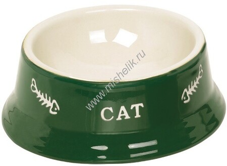 NOBBY CAT 0,14 л 14 см x 4,8 см миска зеленая с рисунком керамика