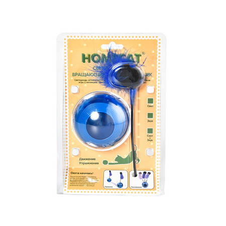 HOMECAT Ф 8 см х 23,5 см игрушка для кошек светодиодный шар с перьями на батарейках 3 шт х LR44 не входят в комплект