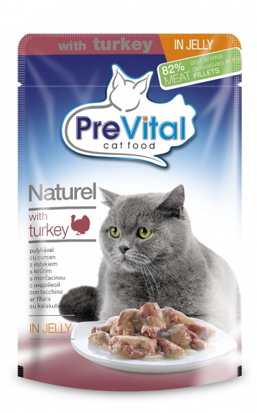 Pre Vital Naturel 85 гр пауч для кошек кусочки в желе с индейкой 1х28
