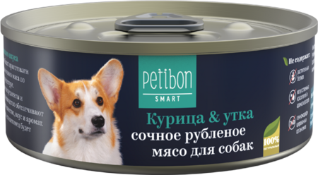 Petibon Smart 100 г консервы для собак рубленое мясо с курицей и уткой