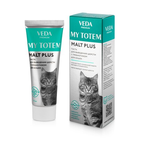 VEDA MY TOTEM MALT PLUS 75 г паста для выведения шерсти с пробиотиком для кошек