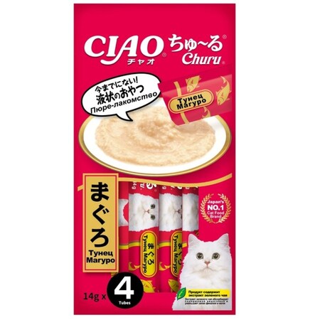 INABA Ciao Churu 4х14 г пюре для кошек тунец магуро