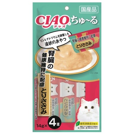 INABA Ciao Churu 4х14 г пюре для кошек для профилактики заболеваний почек куриное филе