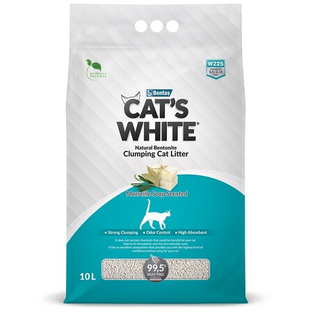 Cat's White Marseille soap scented 10 л комкующийся наполнитель с ароматом марсельского мыла для кошачьего туалета