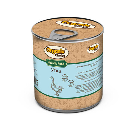 Organic Сhoice 340 г консервы 100 % утка для собак 1х12